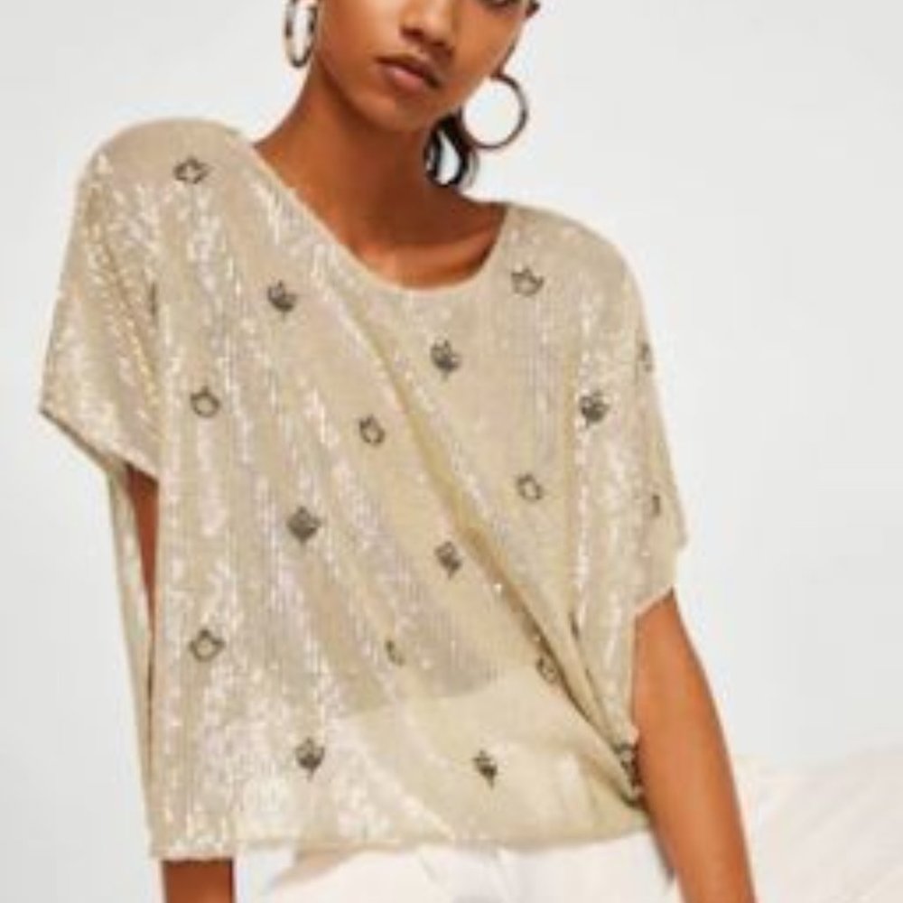 MANGO - Embroidered Sequins Blouse